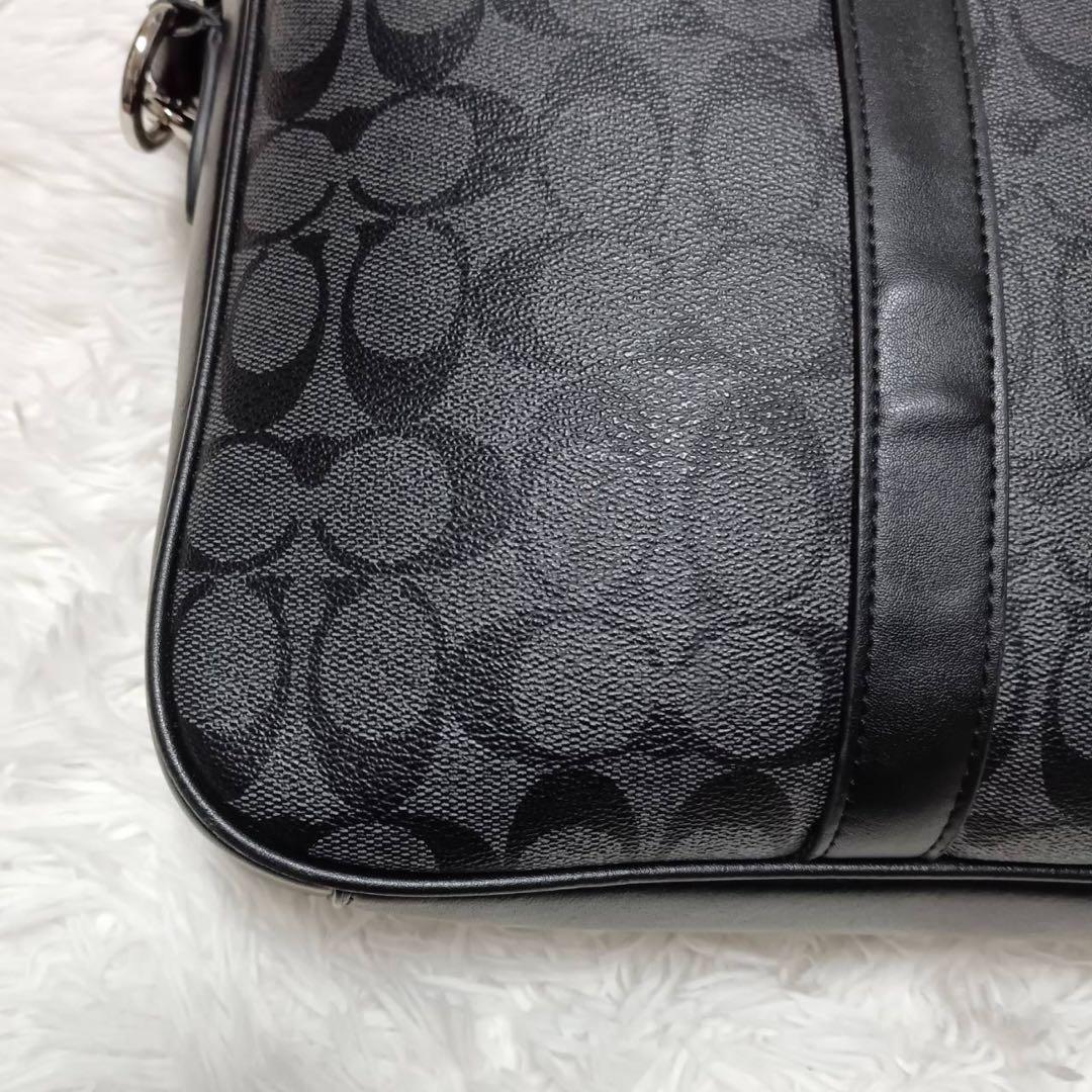【美品】COACH シグネチャー PVC ブリーフケース ブラック 2way
