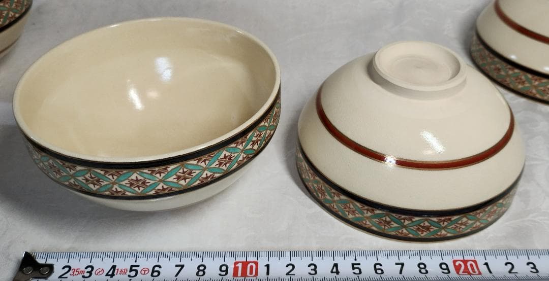 定靖　獨楽形　栄七宝　茶碗　10杯　共箱付　茶道具