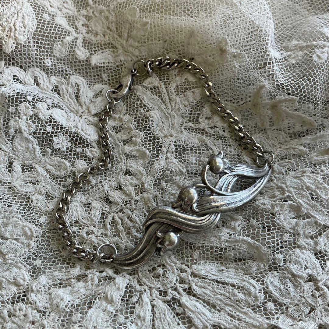 フランスアンティーク　すずらん　ブレスレット　鈴蘭　ビンテージ　シルバープレート