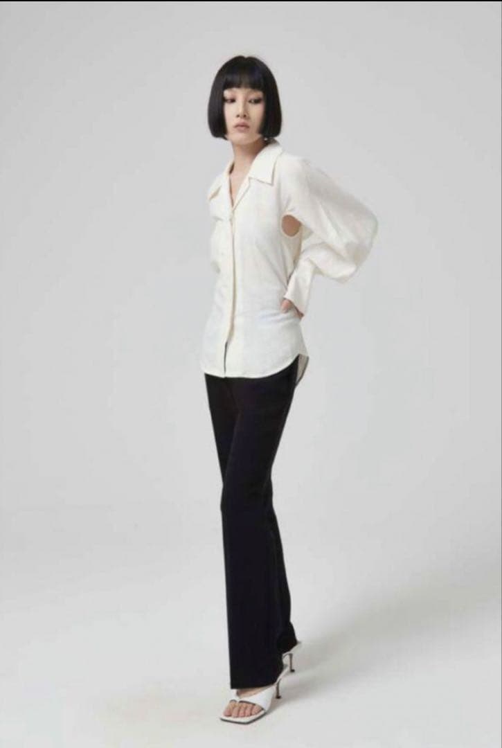 Mame Kurogouchi ViscoseHempRoundShirt 白2
