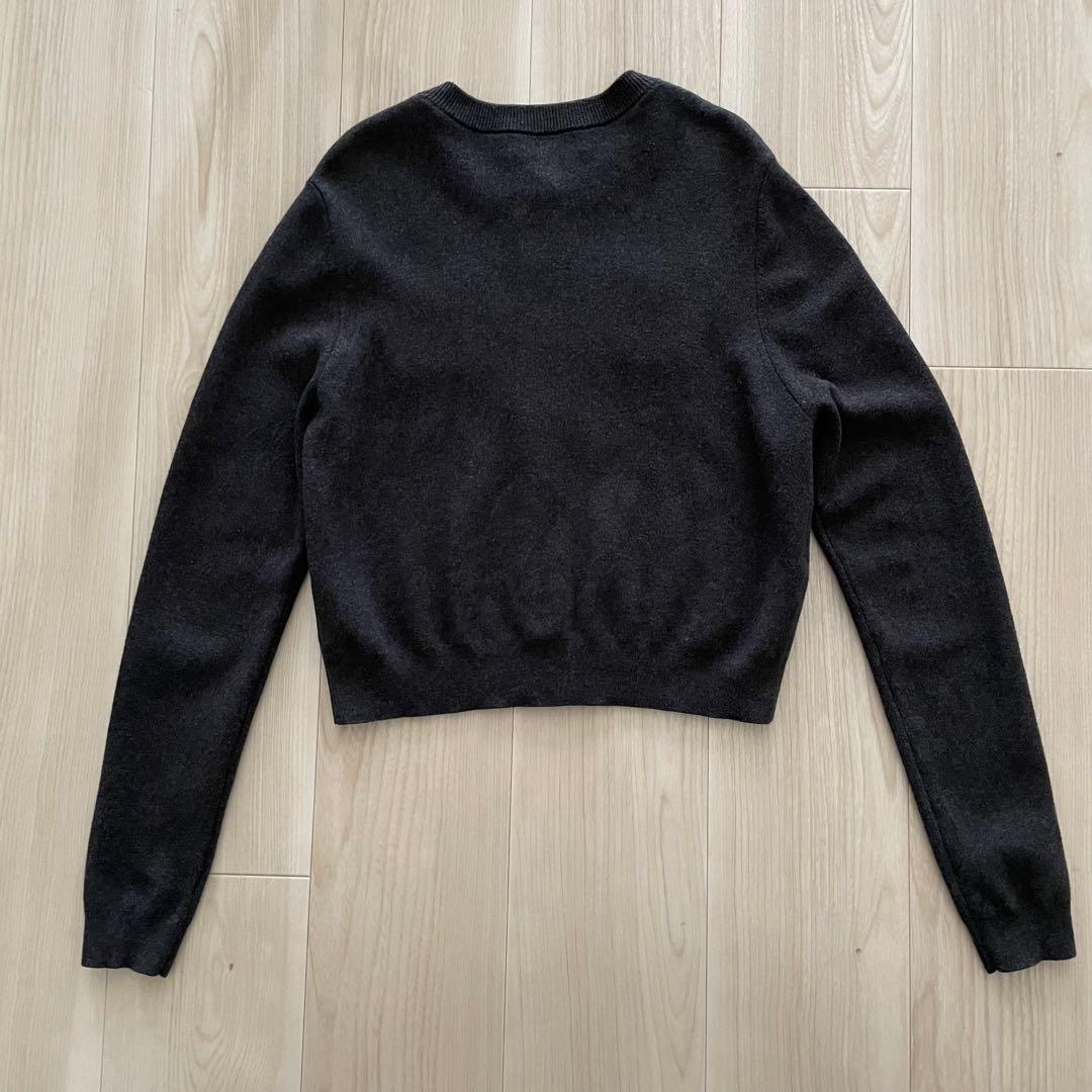 CABaN コットンカシミヤ クルーネックカーディガン チャコールグレー XS