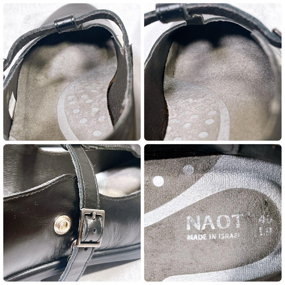 美品【NAOT】テテ　(40) フラットパンプス Tストラップ　レザー 黒