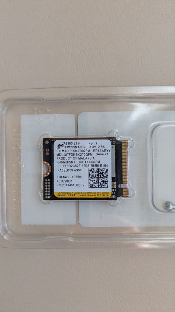 Crucial Micron 内蔵SSD2400 M.2 2230 2TB