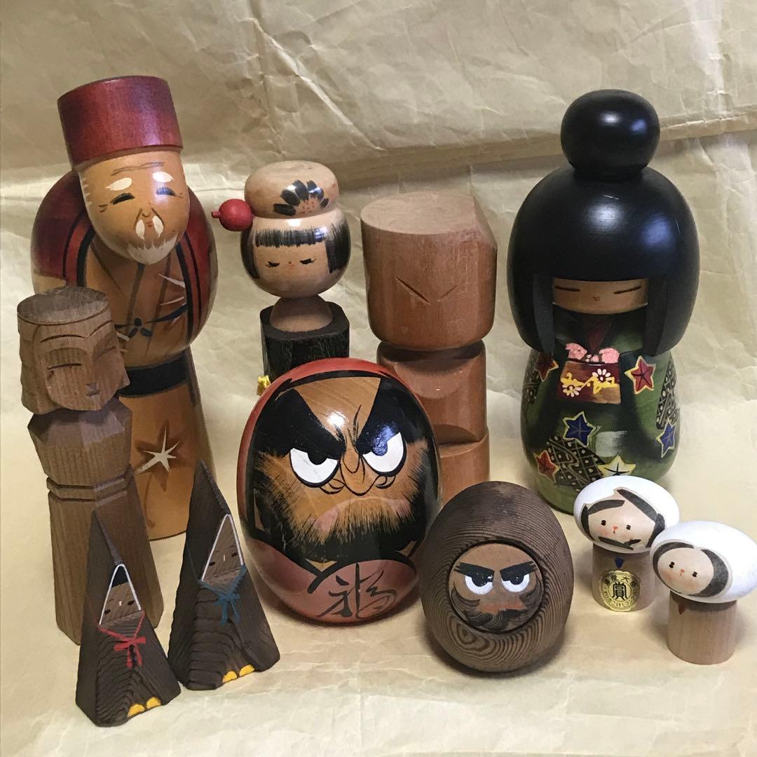 だるま　こけしセット民芸品　置物　日本　人形伝統工芸品インテリア こけし だるま