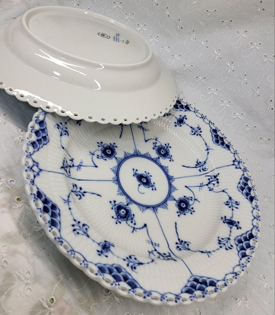 未使用近✨ロイヤルコペンハーゲン ブルーフルテッド フルレース 大皿 プレート①