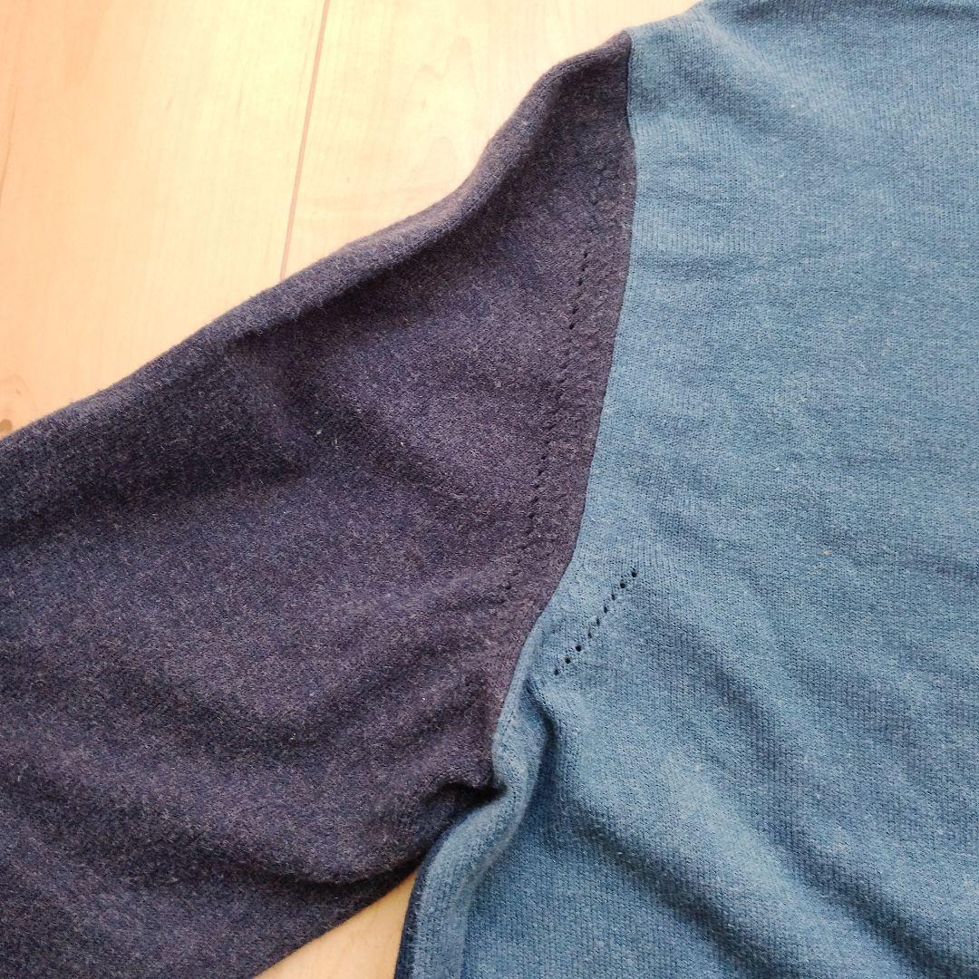 け*ん様 メゾンマルジェラ 14 ニット L 青 コットン 16SS 切替え 4