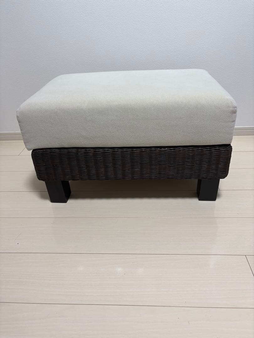 a.flat シン・ソファ　オットマン オフホワイト（替カバー付：ブルー）