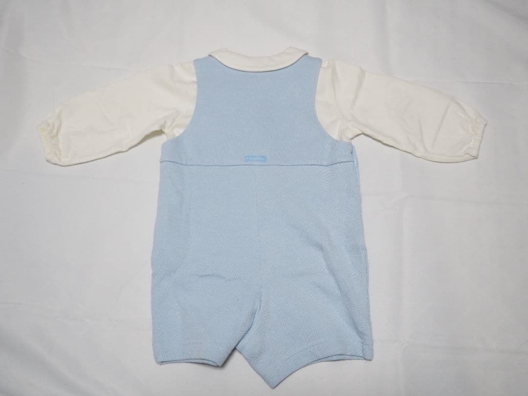 ファミリア サロペット ロンパース オーバーオール ベージュ ブルー 70