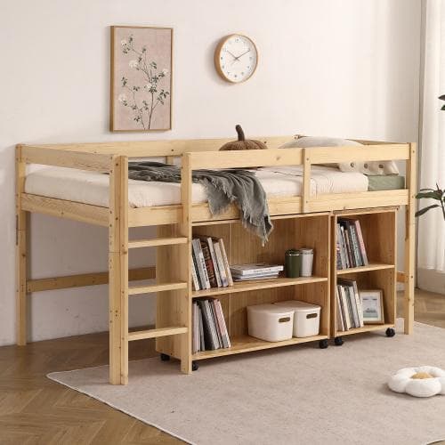 【10cm厚さマットレス付き】システムベッド ロフトベッド 木製 シングル ベッ