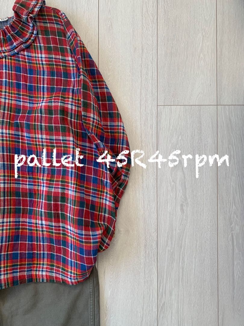 45R45rpm ガーゼ二重織のフリルカラーブラウス