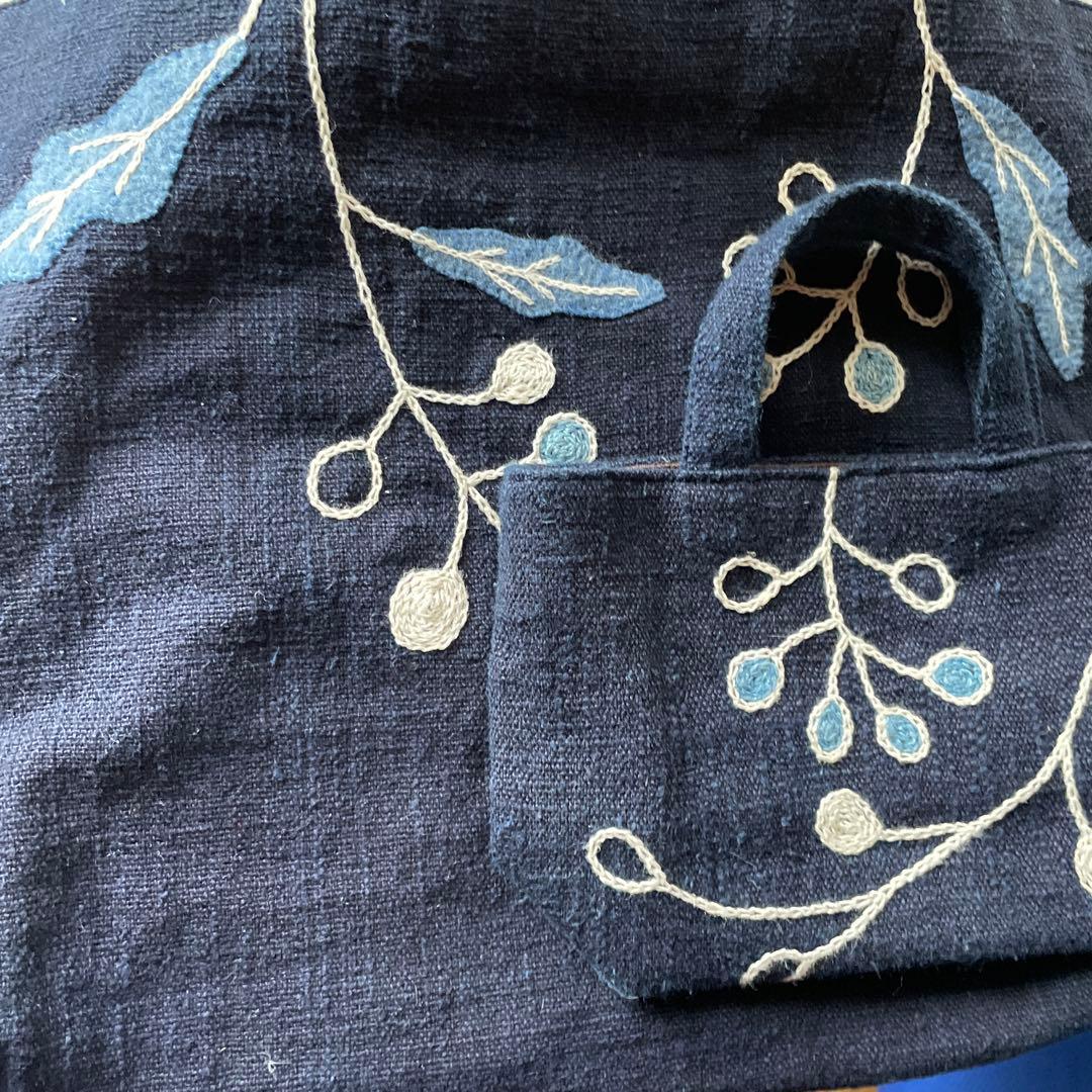徳島藍染・藍染作家さん 手作り・刺繍付き藍染トートバッグ大小セット