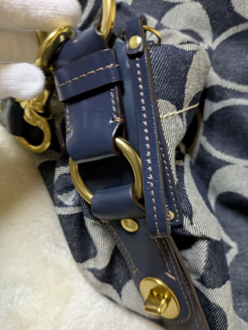 COACH ワンショルダーバッグ デニム風 ネイビー　美品