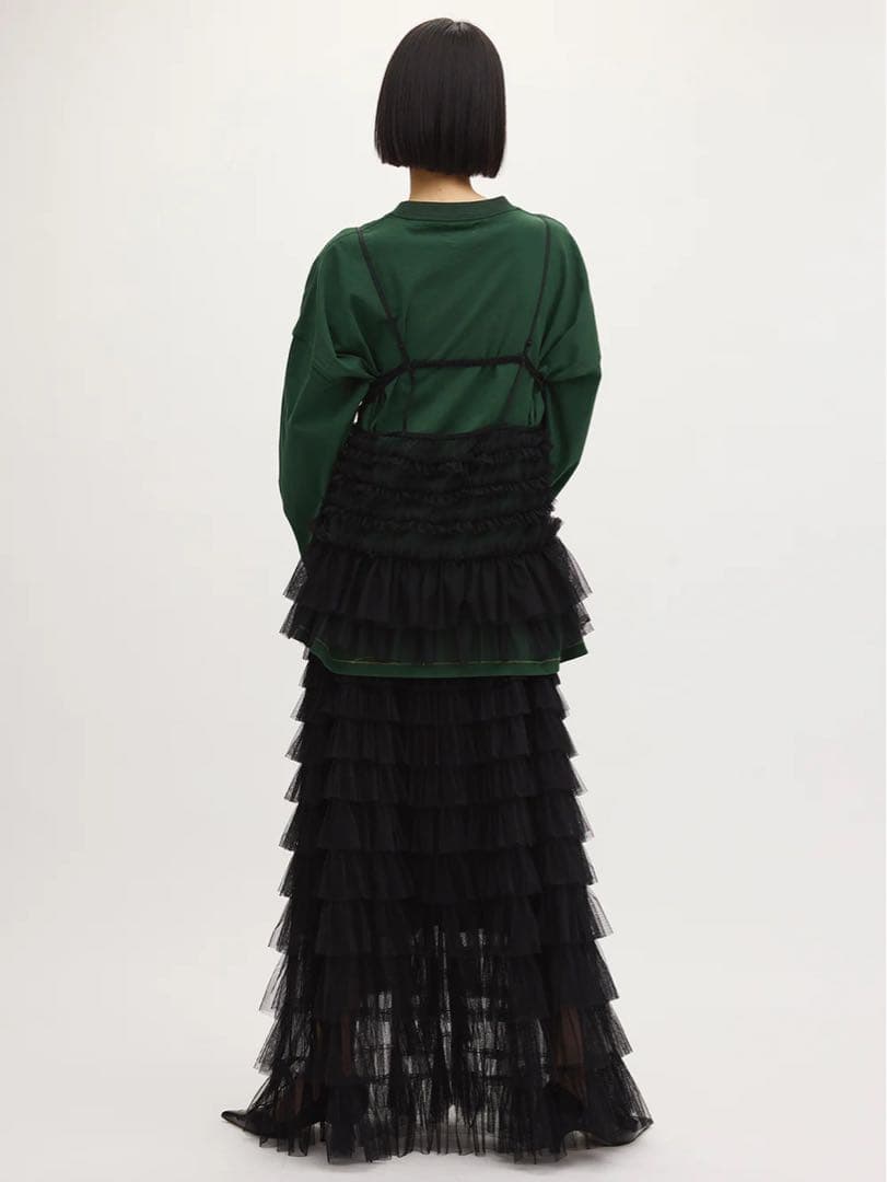 アメリヴィンテージ　BLACK TULLE RAFFLE CAMI TOP