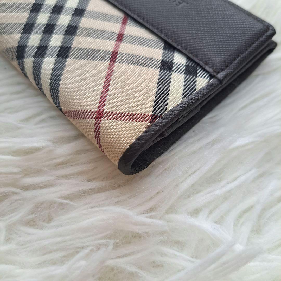 【未使用級】【バーバリー】ノバチェック レザー キャンバス名刺入れ カードケース