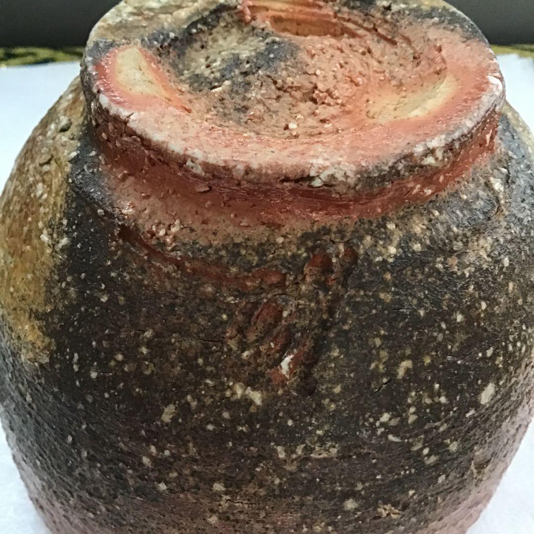 茶道具　火色茶盌　銘　大原路ト号　山田健吉作　妙玄斎書付　栞　共箱　S269CW