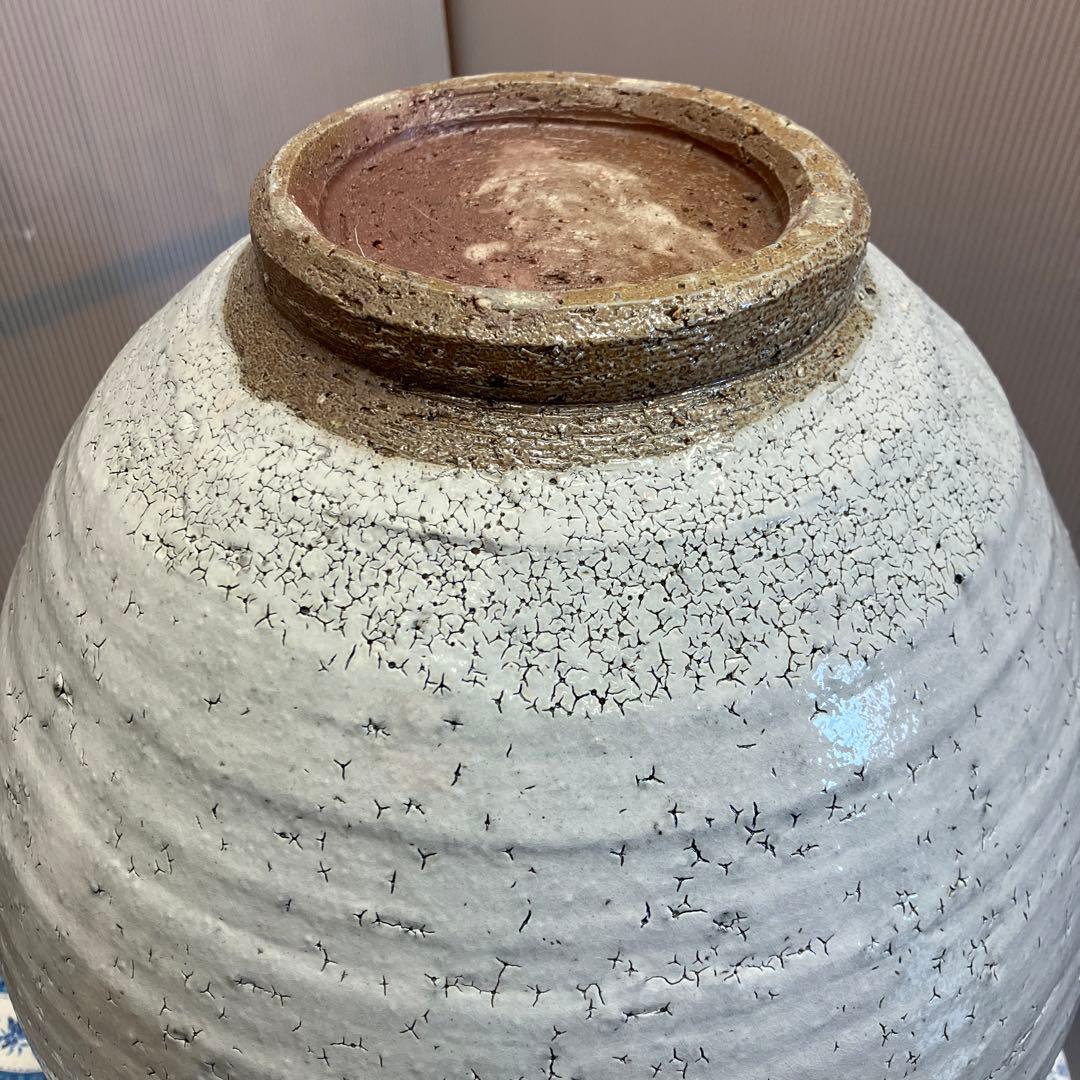 華道道具　花器　粉引壺　伊藤雄志　造　共箱　栞　S85KT