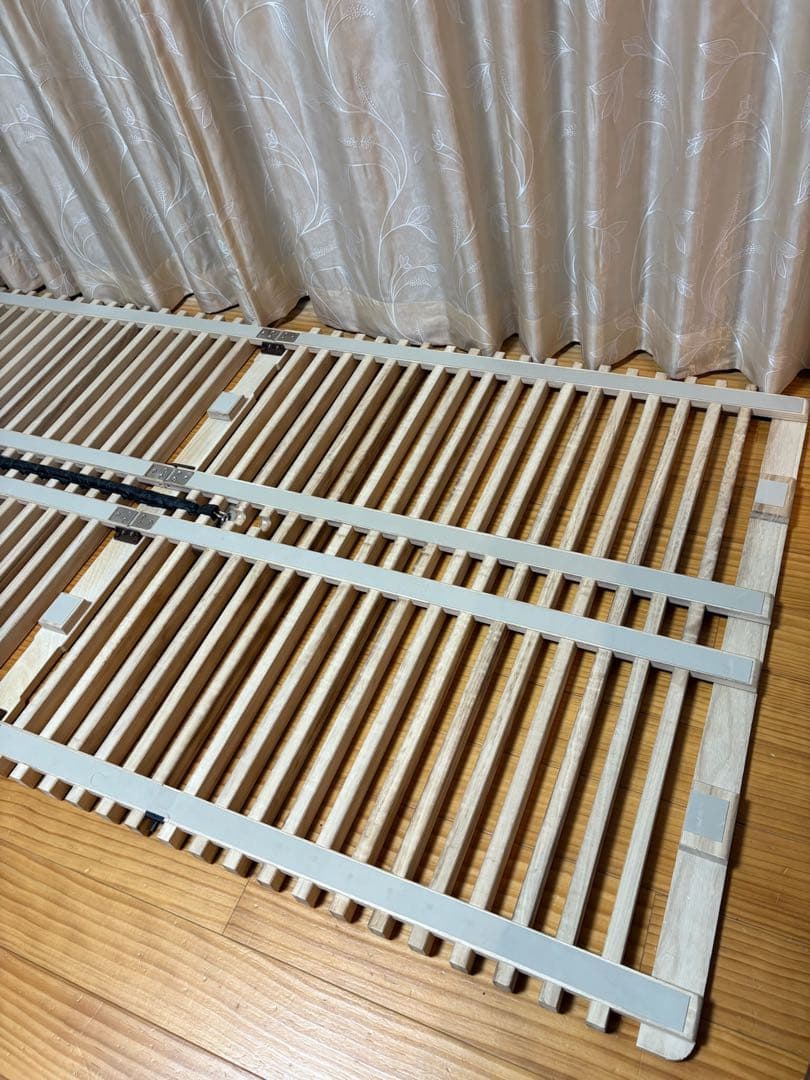 すのこベッド　折りたたみ　シングル　桐すのこ　みやび格子　簡単布団干し