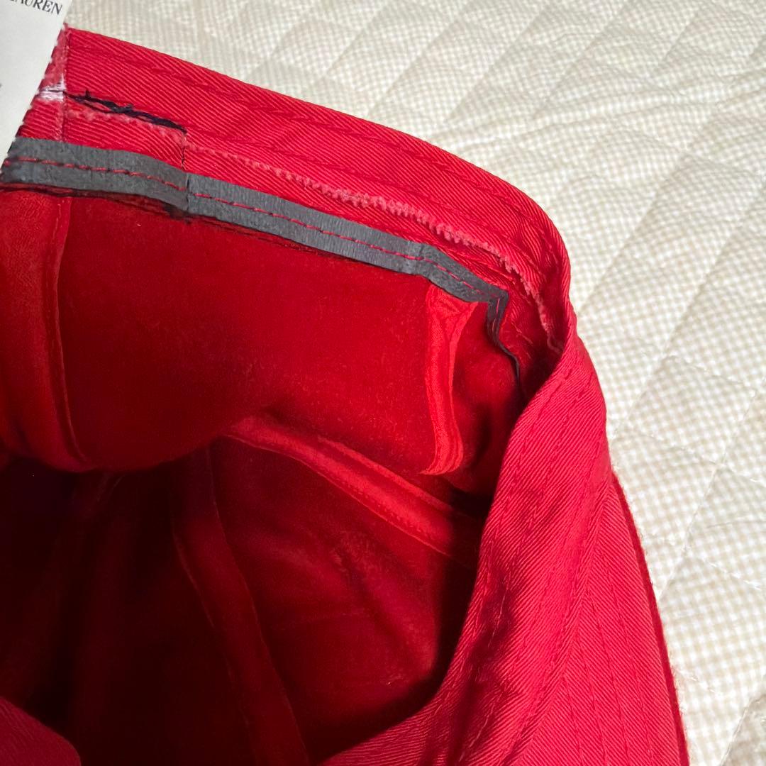 Polo byラルフローレン　赤色 ベースボールキャップ　LヴィンテージUSA製