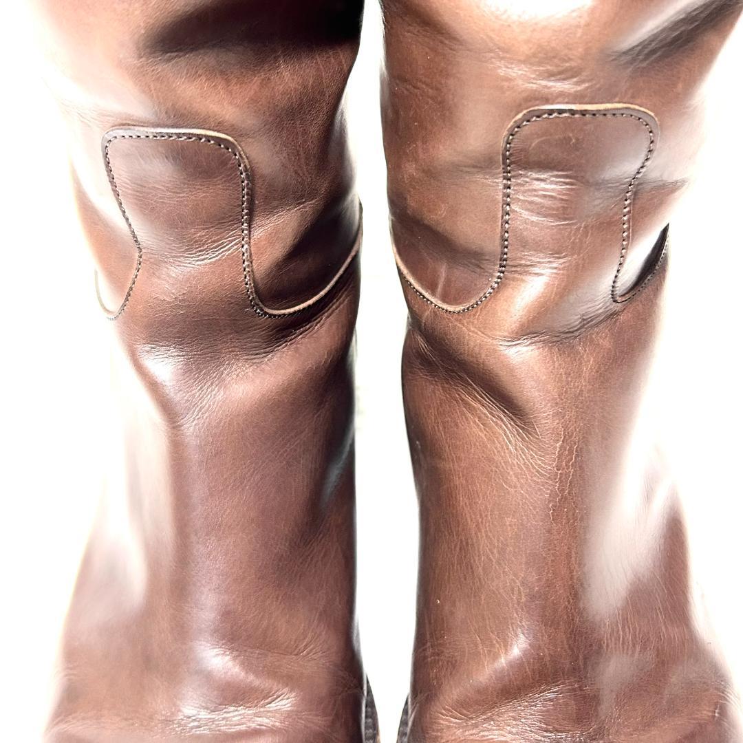 SARTORE　サルトル　乗馬ブーツ　ブラウン　プレーントゥ　23.5 イタリア