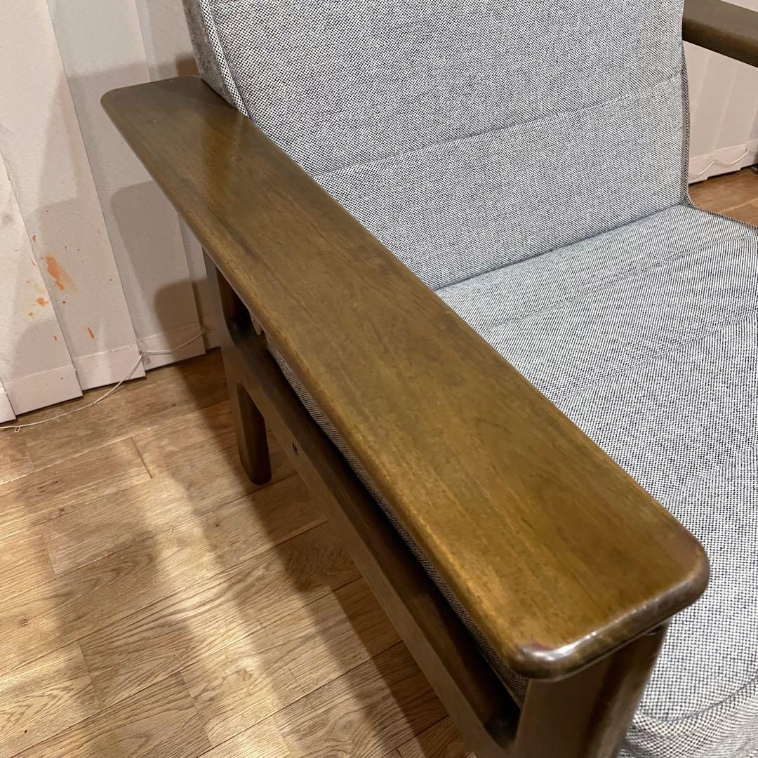 カリモク Kチェア ワイドアーム 1人掛け　ソファ　ビンテージ　グレー