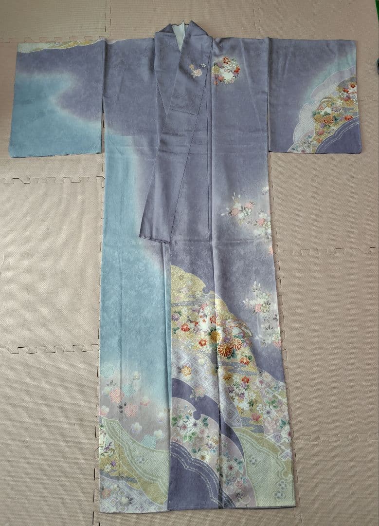 薄紫色 花柄刺繍 訪問着 未着用 裄67