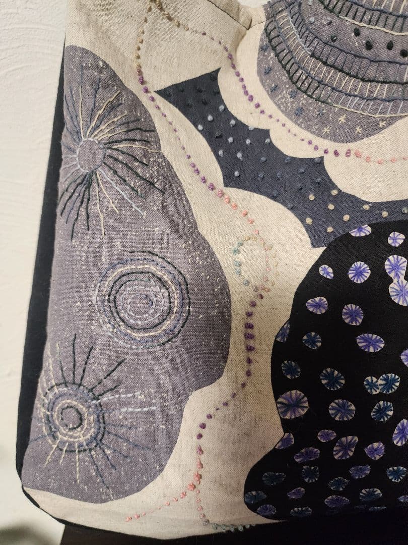 ★★★新作　モノトーン系　エチノ生地に刺し子　一点物　センソユニコ慈雨等