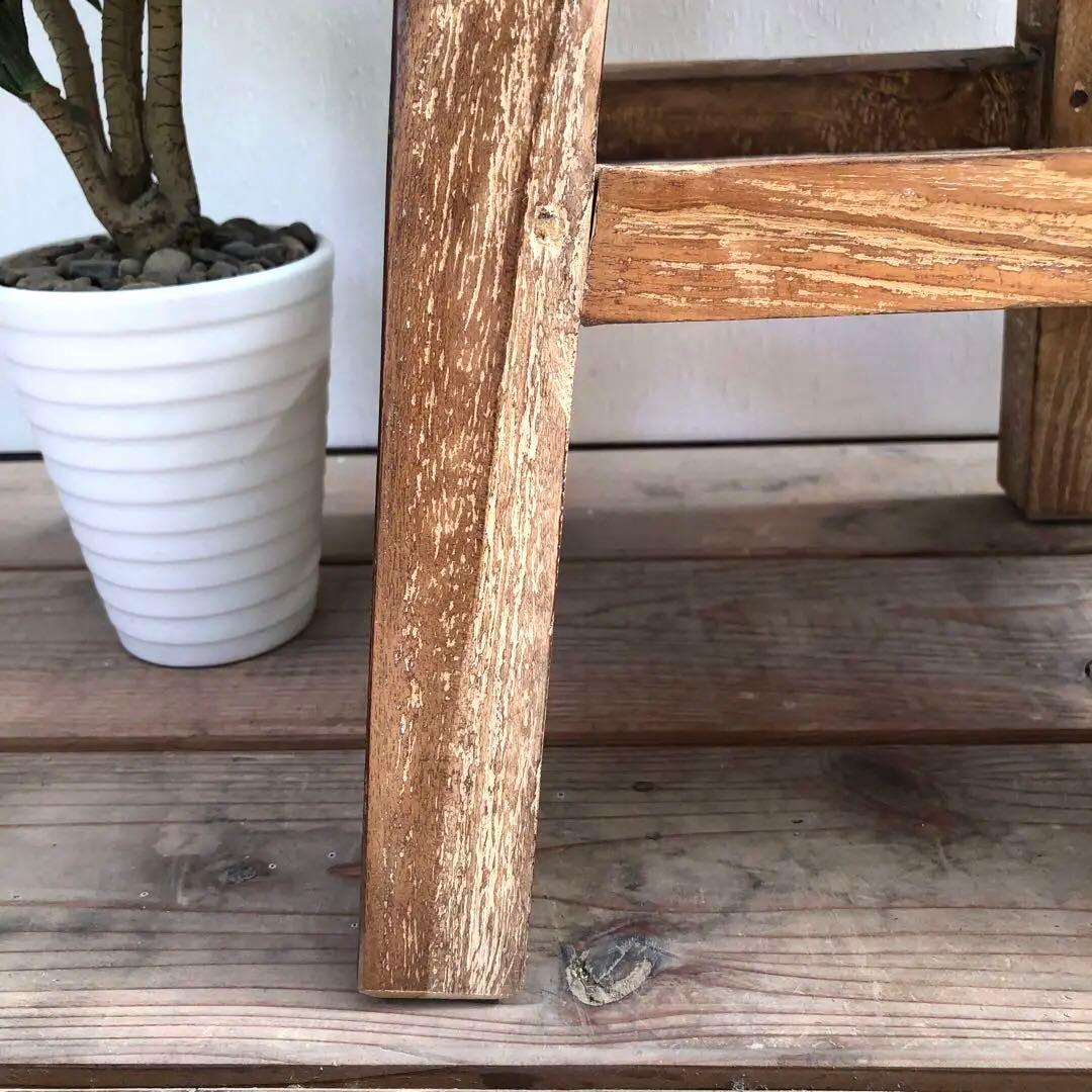 2脚セット オールドチーク材のスツール 無垢材 腰掛け 椅子 ラウンドスツール