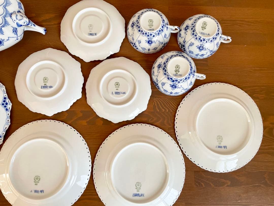 新品 ロイヤルコペンハーゲン ブルーフルーテッド ティーセット 皿 デンマーク製