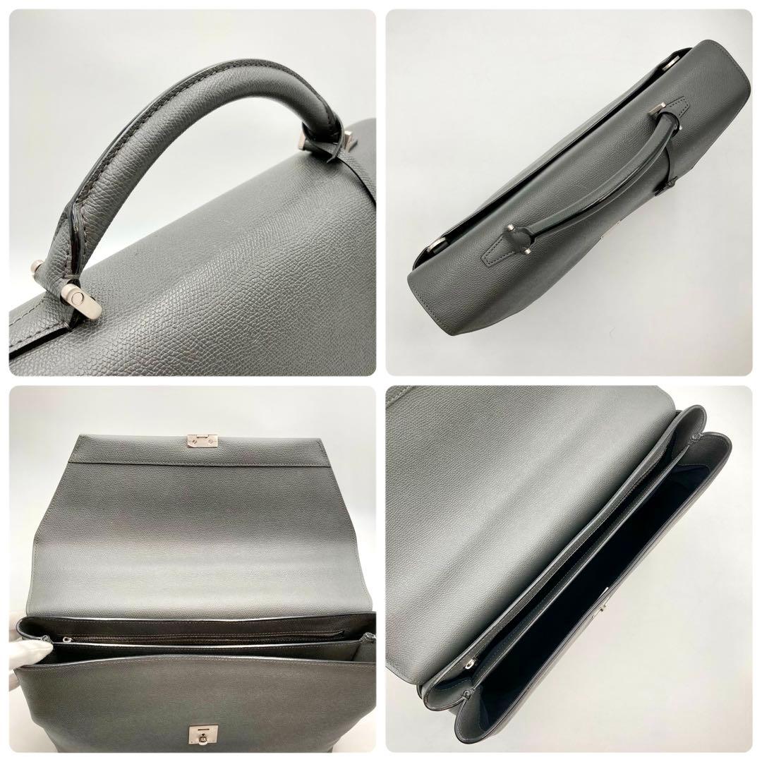 ここ！定価約50万✨ Valextra ビジネスバッグ 本革 グレー 鍵