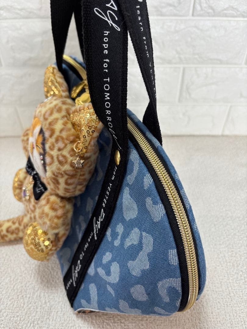 黒*こ様 コヤンイサムチョン　シェル型バッグ　ヒョウ柄ねこちゃん　ヒョウ柄デニム