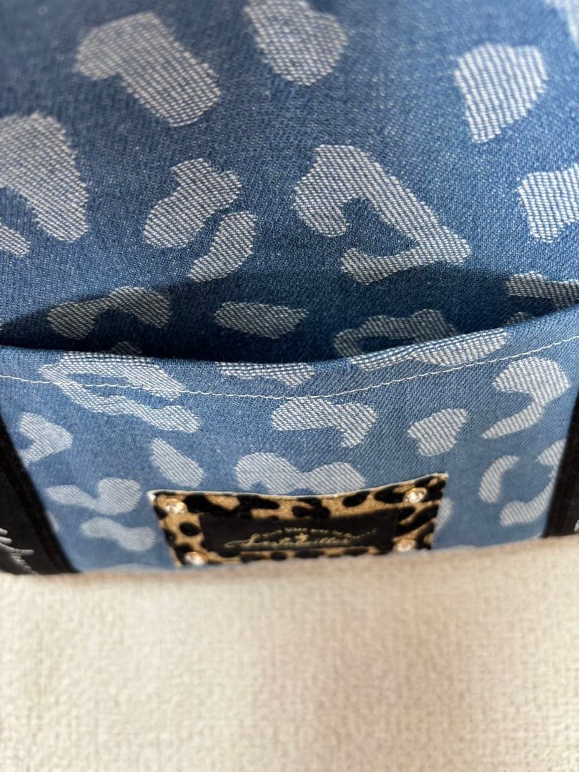 黒*こ様 コヤンイサムチョン　シェル型バッグ　ヒョウ柄ねこちゃん　ヒョウ柄デニム