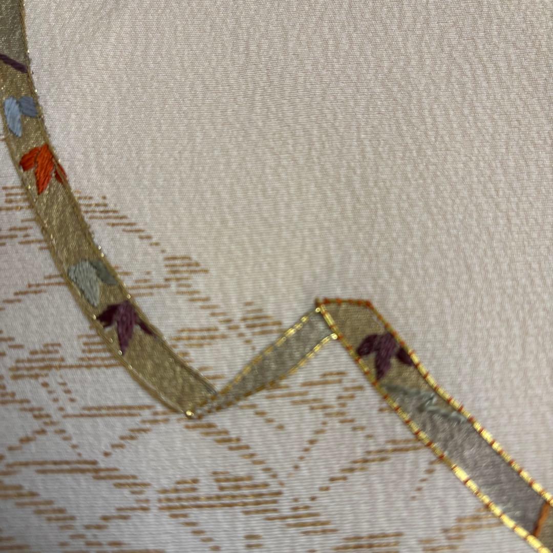 刺繍 金駒刺繍 裄68 金彩 上品 紋無し 付下げ 正絹 AK-5034
