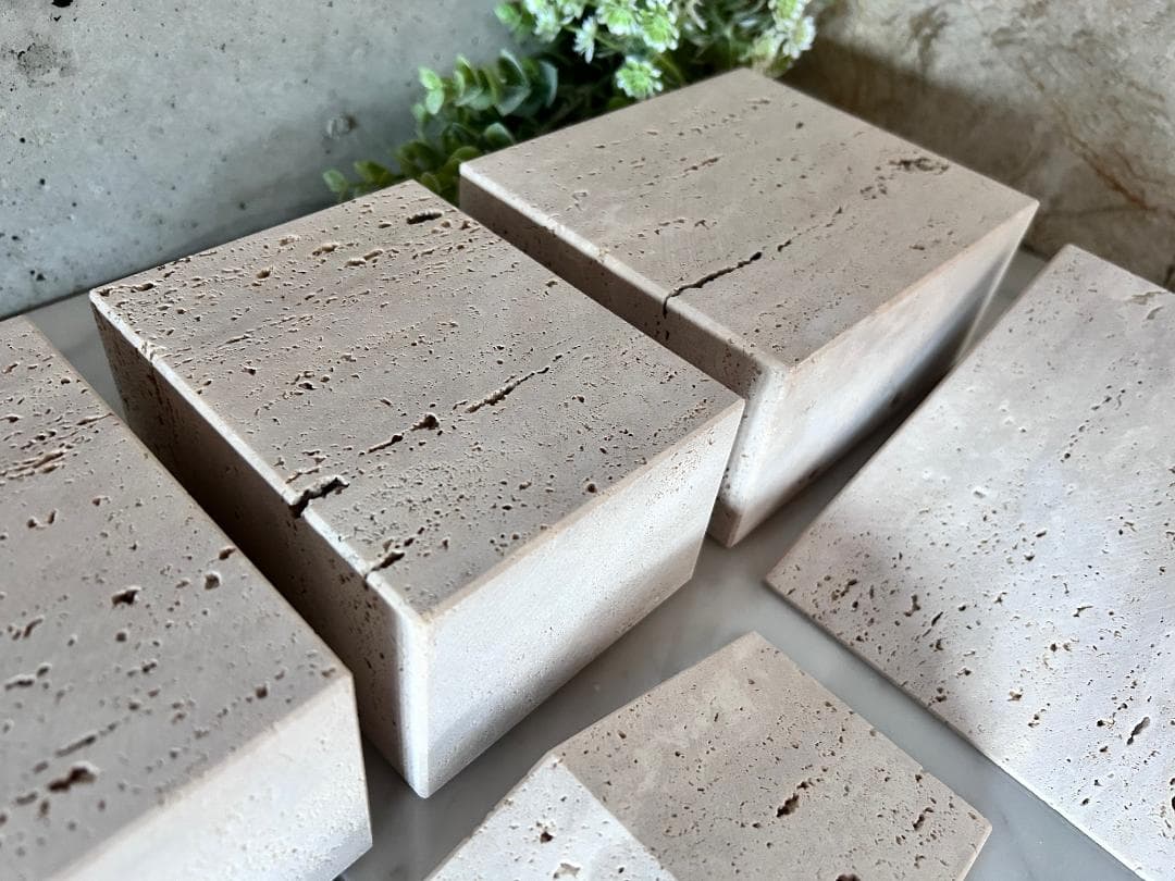 天然大理石　イタリア　トラバーチン●ブロック　6個セット●ディスプレイ●送料無料