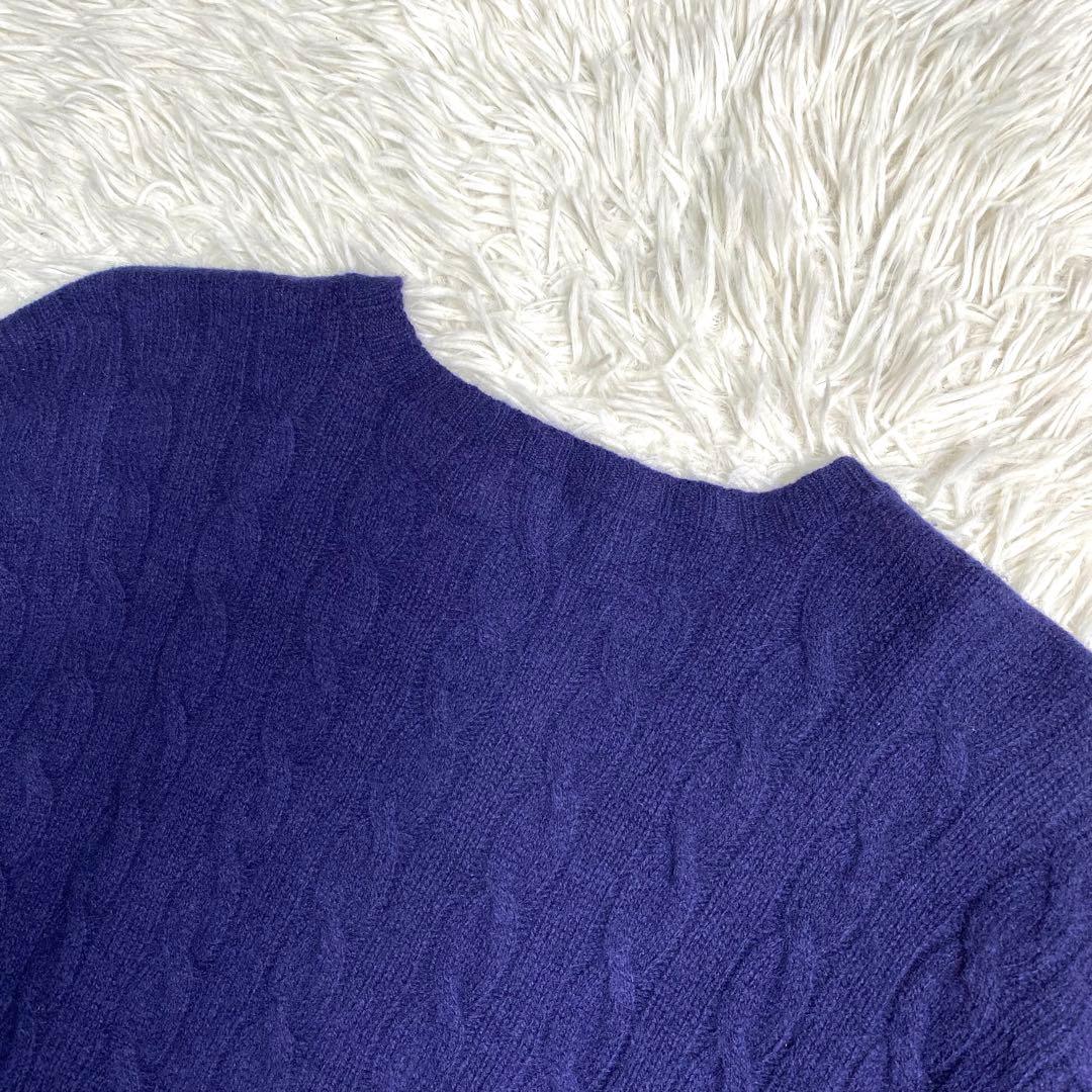 美品✨Ralph Lauren 現行 QR ケーブル ニット カシミヤ XL 紺