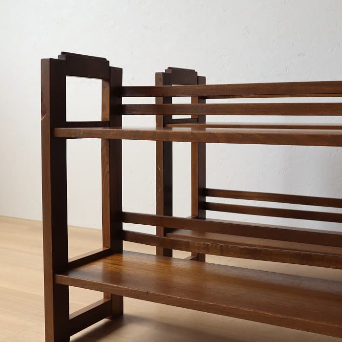 アンティーク 上下分割 本棚 書棚 無垢材 収納棚 古家具 ラック