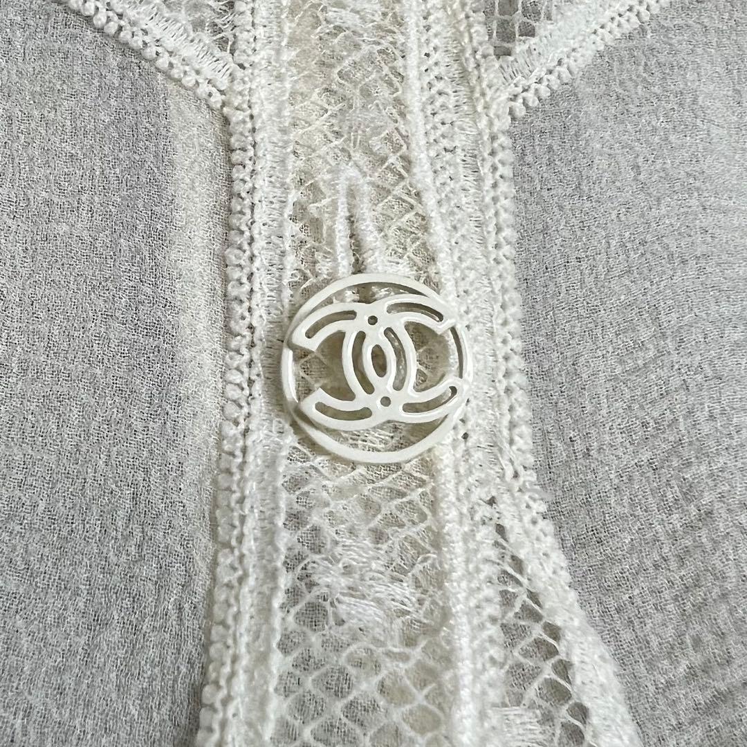 ココボタン✨ CHANEL シャネル フリルシアーシャツブラウス シルク 40