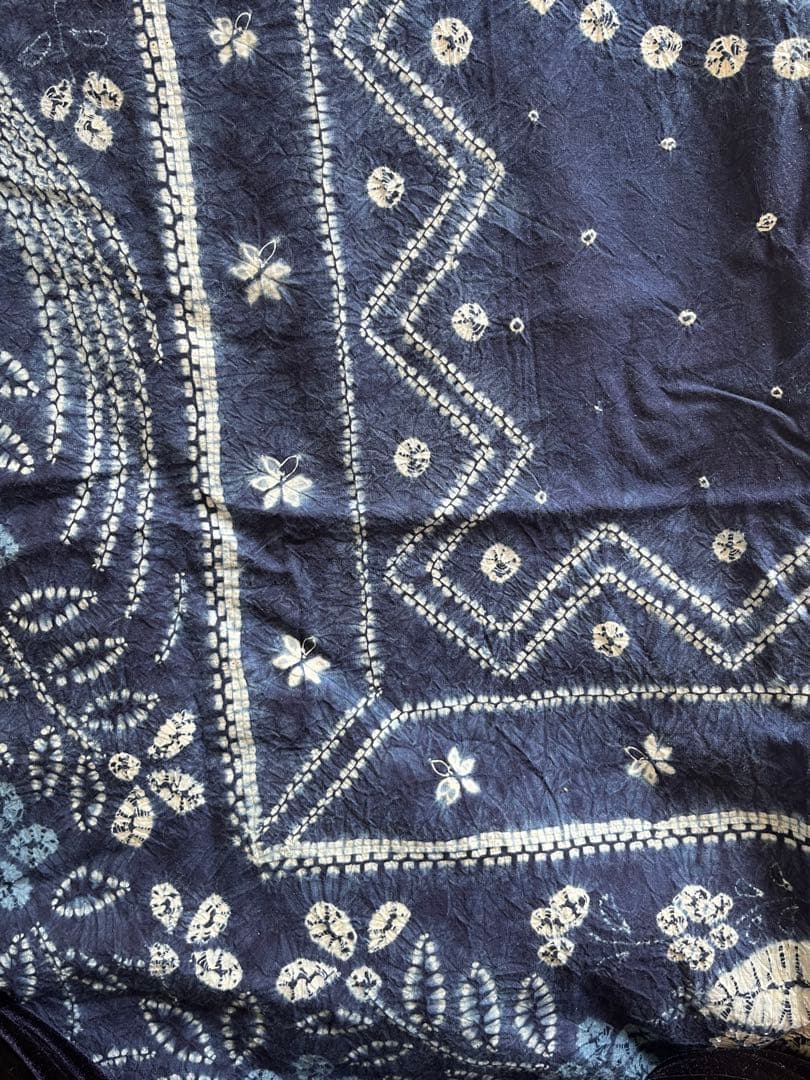 阿波藍 藍染 古布 大判 115×196cm 絞り 木綿 未使用保管品