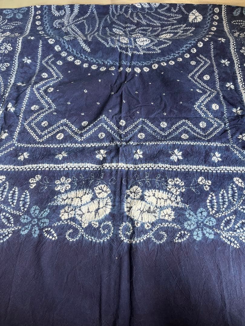 阿波藍 藍染 古布 大判 115×196cm 絞り 木綿 未使用保管品