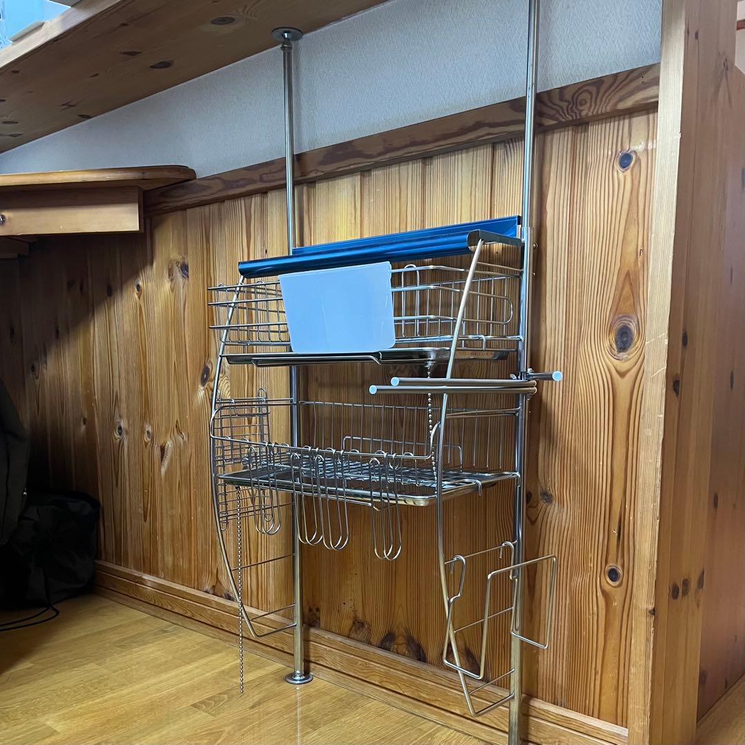 突っ張り　3段水切りラック