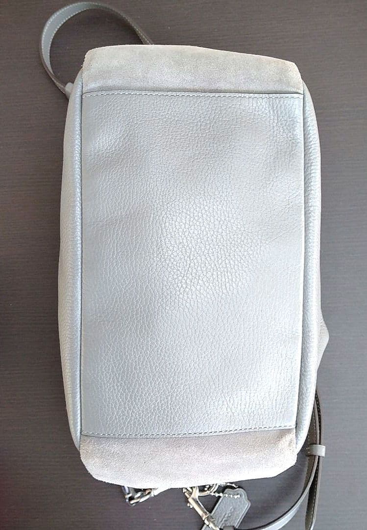 COACH レザーペニーショルダーバッグ 2Way　グレー　レザースウェード切替