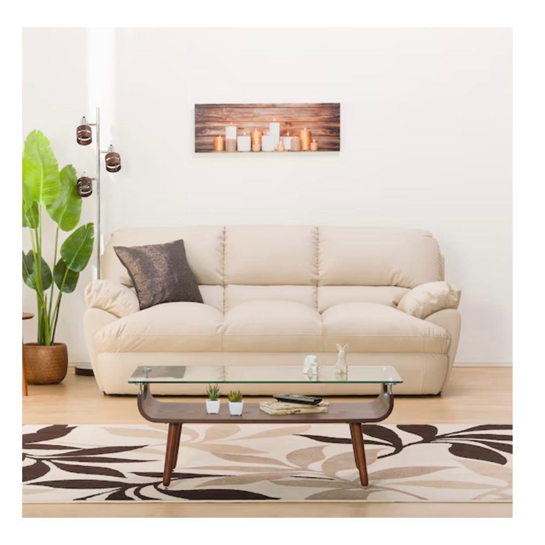 ニトリNシールド 3人掛けソファ ベージュ　合皮タイプ