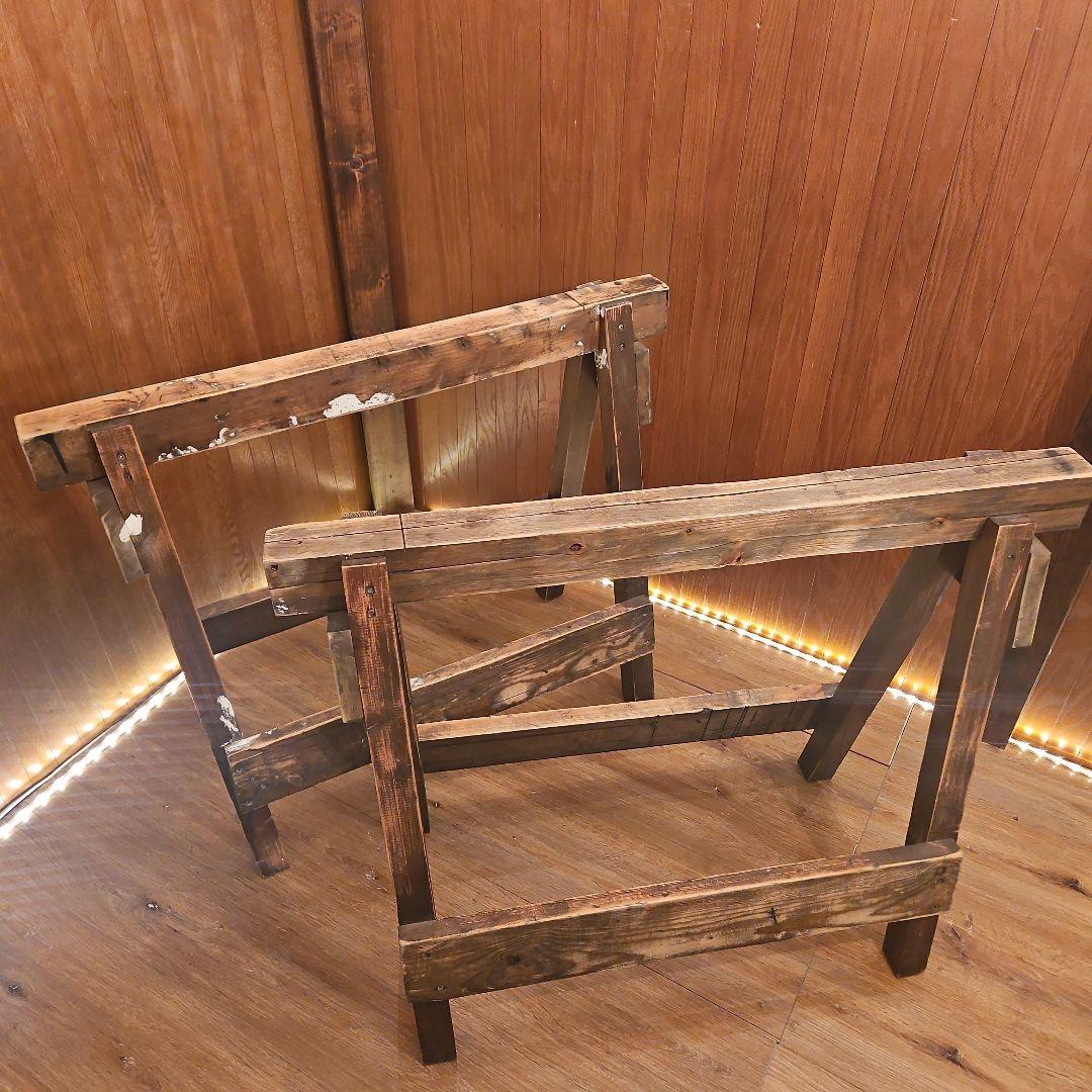 木製ソーホース　A型スタンド　テーブル脚　ヴィンテージ調ハンドメイド　２セット