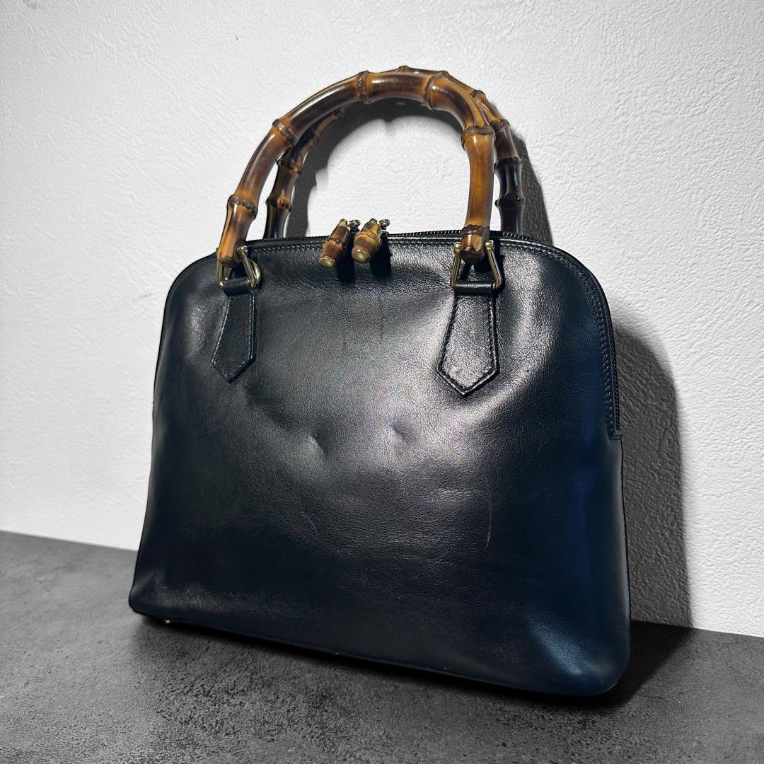 バッグ GUCCI Bamboo Leather Handbag BLACK