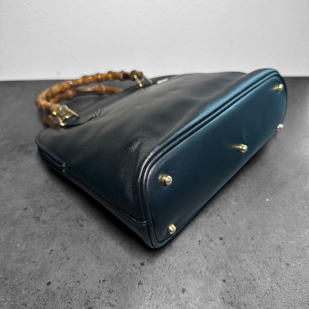 バッグ GUCCI Bamboo Leather Handbag BLACK
