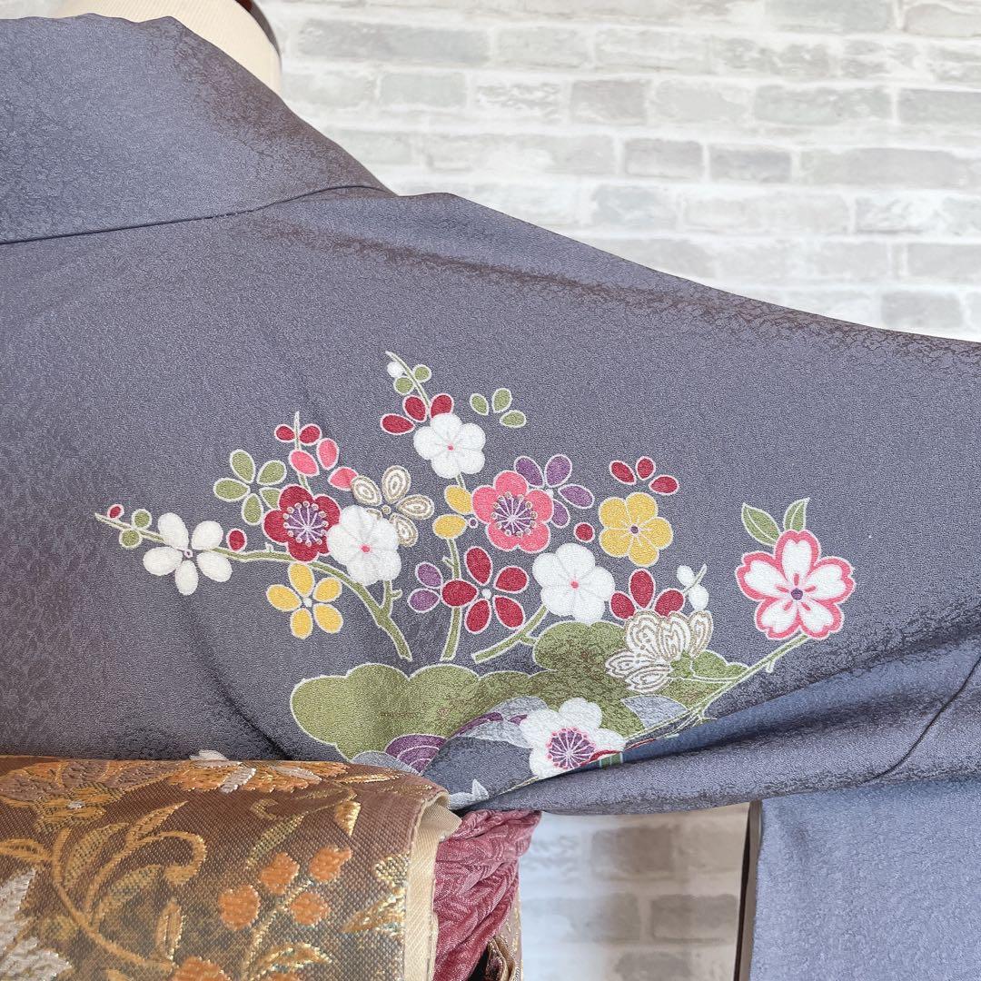 訪問着　フルセット　花ぐるま　流水　鮮やか花々　金彩加工　入学式　Q3