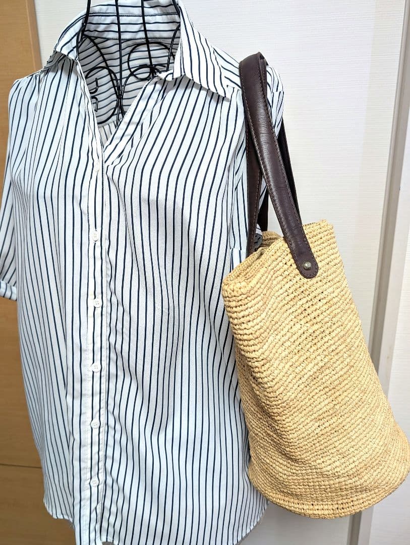 ✨美品✨　かごバッグ　ヘレンカミンスキー　大容量　ラフィア　レザー