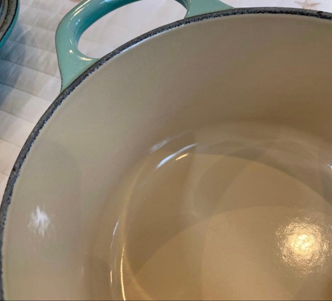 ル・クルーゼ　ココットロンド　14cm クールミント　離乳食　小鍋　インテリア