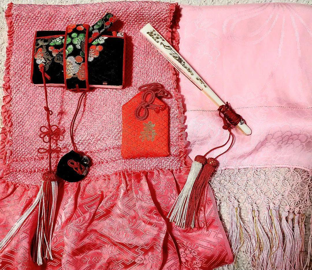 七五三 7歳 四つ身 正絹 子供 着物 作り帯 女の子長襦袢 フルセット