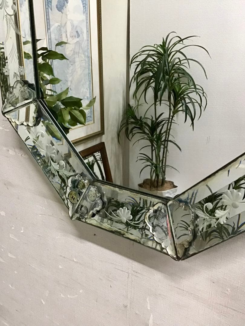 管344☆イタリア製☆アンティーク☆ベネチアンミラー