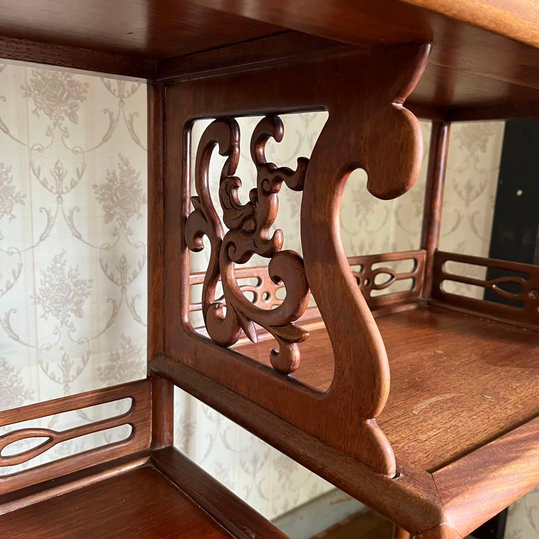 【アンティーク】中国家具 天然木 無垢材 茶箪笥 飾り棚 唐木 螺鈿細工 古家具